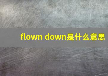 flown down是什么意思